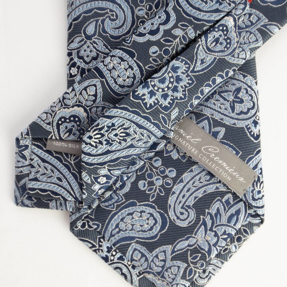 NWT Daniel Cremieux Men's Seven Fold Blue Paisley 100% Silk Tie - Picture 4 of 8